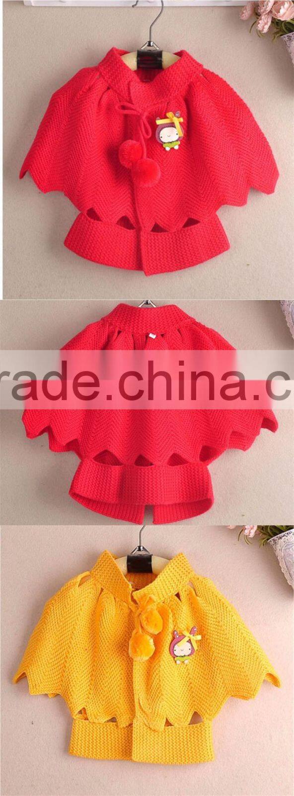 Stylish Princess design high quality yellow baby kids girls poncho cape coats