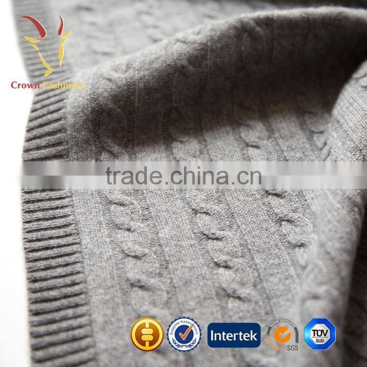 100% Cashmere Wool Cable Knitted Baby Blanket