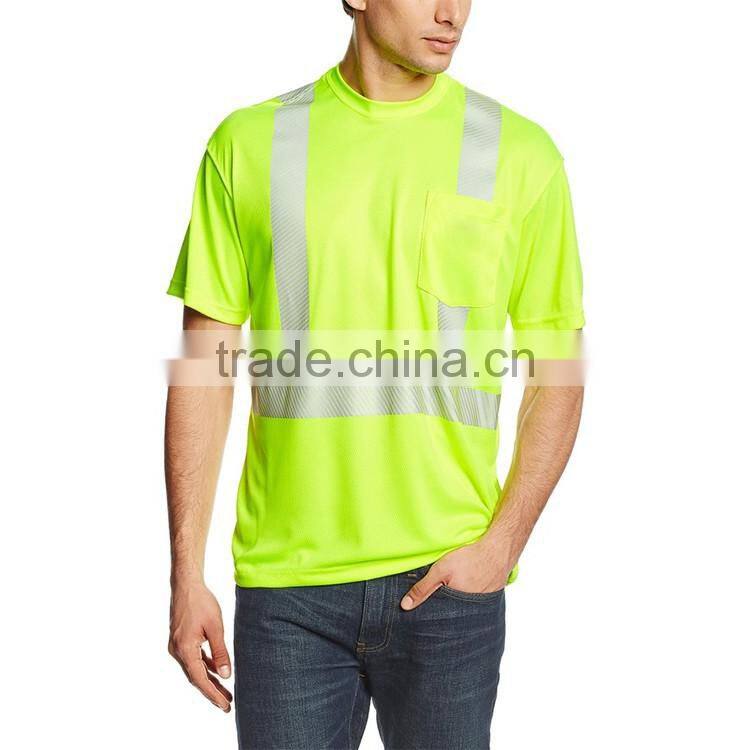 Short Sleeve Fashion Design Wholesale Cheap Safety Tape Hi Vis 100% Cotton Reflective T-shirt
