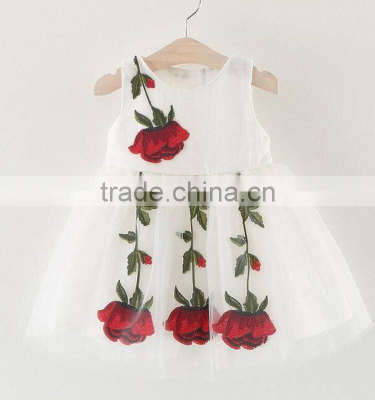 European style kids baby dress rose floral pattern princess dress