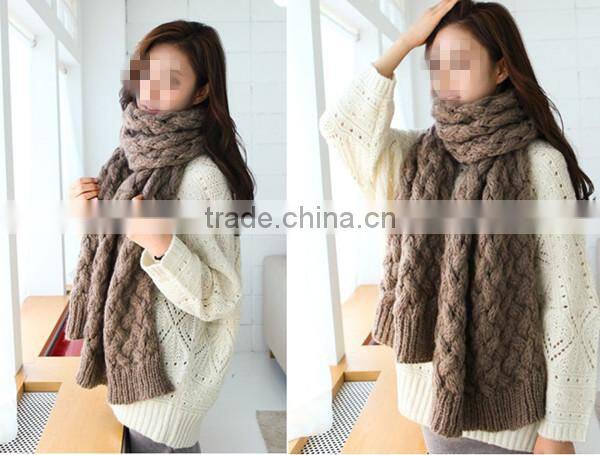 Autumn and winter wear korean style mohair warm long style solid fashion knit lovely scarf girl hijab scarf