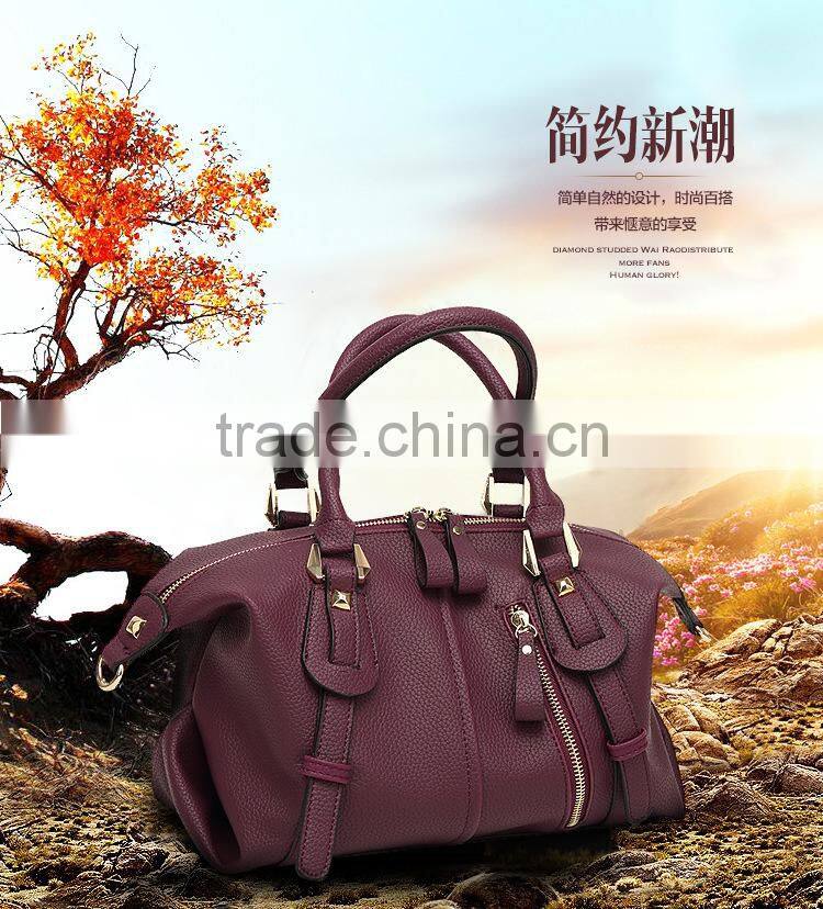 China Leather Handbag Wholesale Price Quality Leather Boston Bag Women Tote Bag Handbags