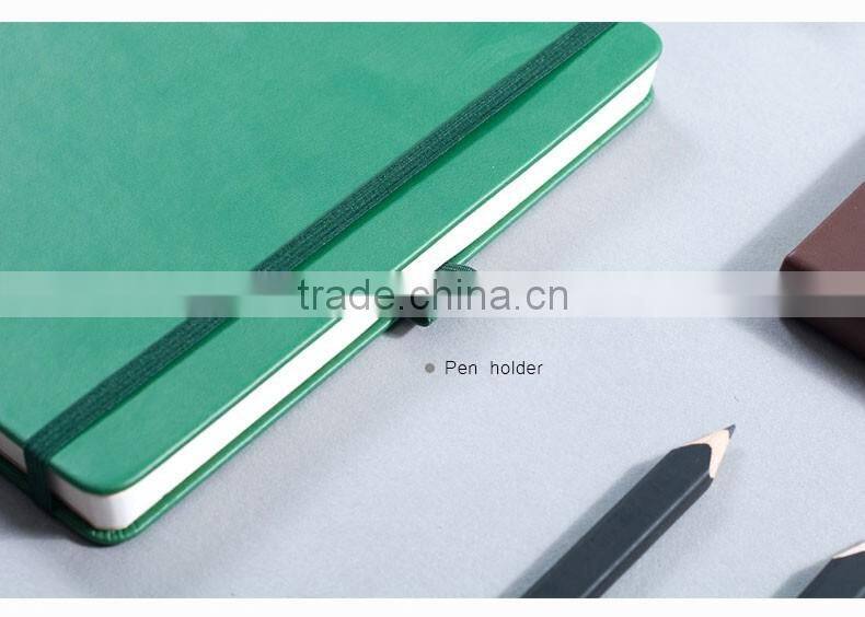 creative A5 hardcover planner with band section sawing faux leather cover notebook with pen holder