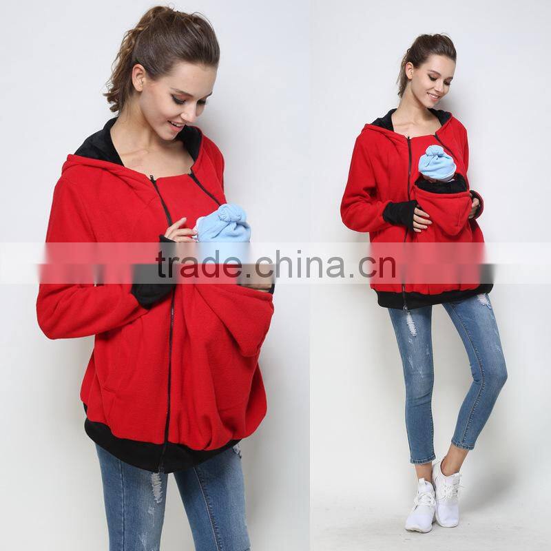 Baby Carrier Hoodie Kangaroo Warm Maternity Outerwear Coat Pregnant Zipper Coat
