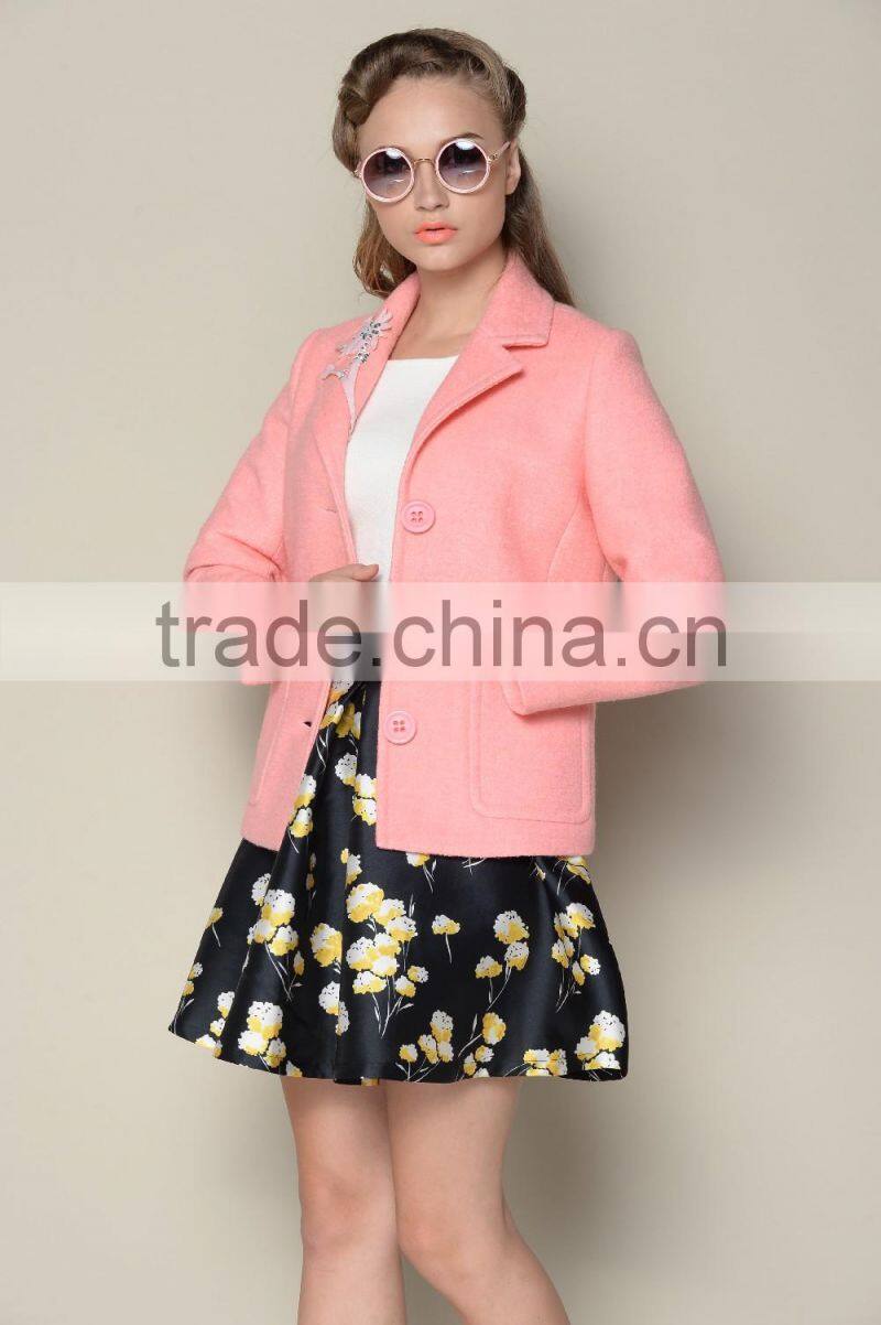 brand designer 2015 European style elegant plain coats and jackets woman