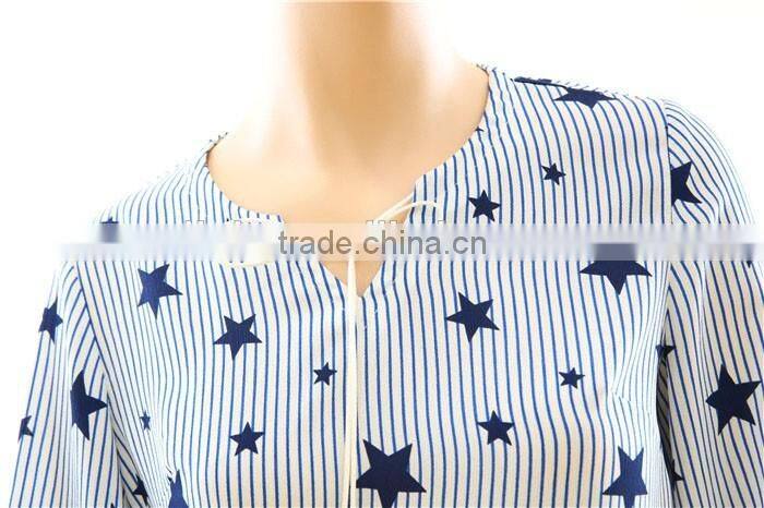 Fashion design summer blouses for women loose women fashion style short sleeved printing blouse for women