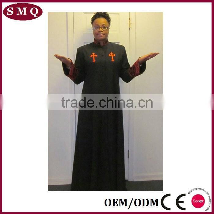 Church supply cotton polyester black church pulpit robe