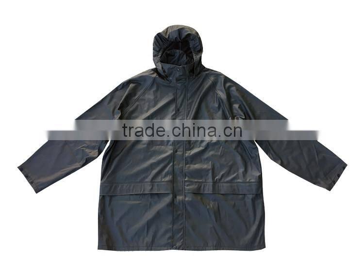 Mens green jacket waterproofing coating PVC raincoat
