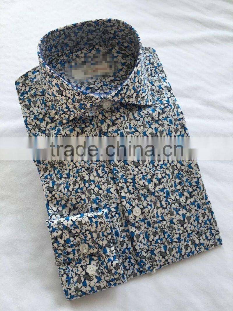 2017 Spring New cutaway collar floral casual shirts