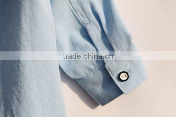 2017 long sleeve contrast color oxford kids or boys shirt