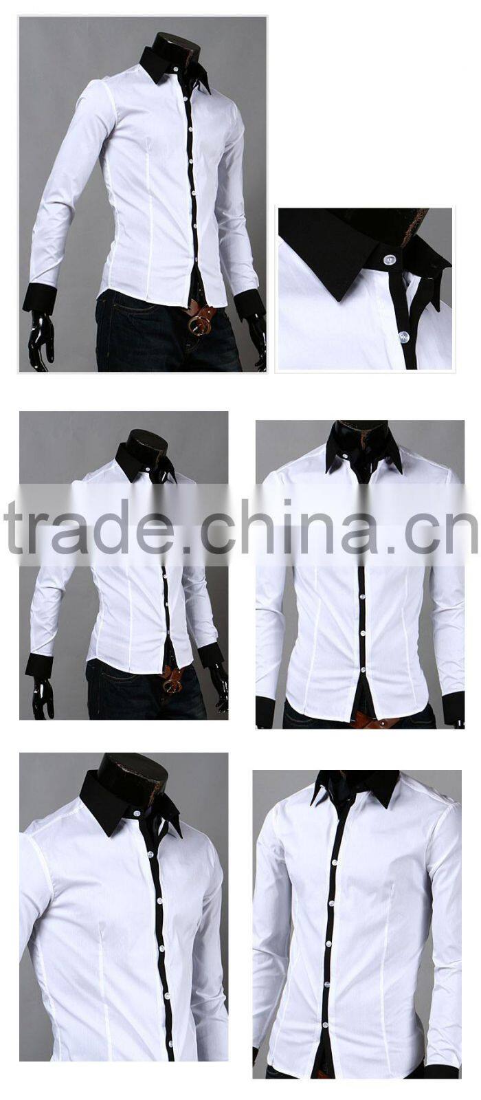2015 Hot sale Africa market fashionable polyester and cotton men's slim fit shirt with special pattern
