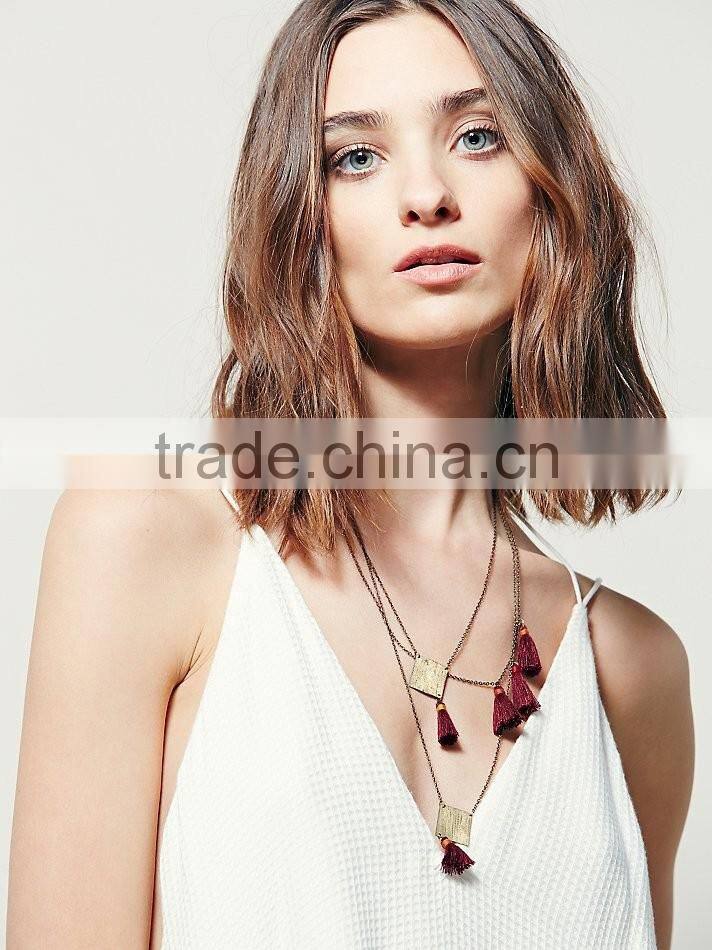 2016 Guangzhou Shandao Manufacture High Fashion Summer Sexy Spaghetti Strap Loose White Chiffon New Style Top For Girls