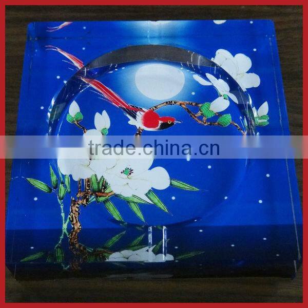 2013 New Design Square Cut Crystal Ashtray For Wedding Souvenir