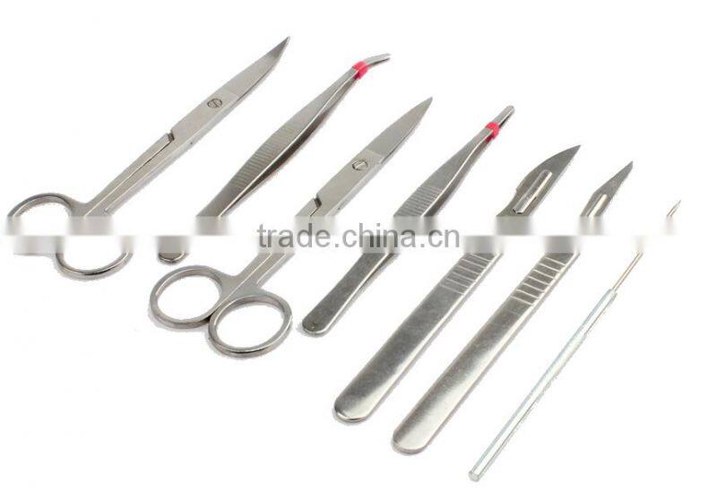 scissors and needles,Seven Pieces Laboratory Anatomy Medical Dissecting tools Kit