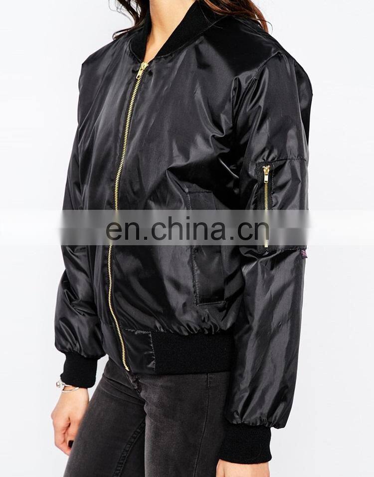 New fashion shiny Ribbed bomber jacket for women in life