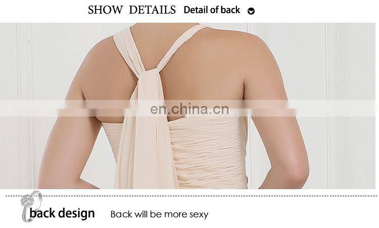 EB2227 A-Line scoop halter top Ruched Chiffon evening dress