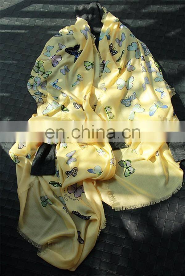 modal cashmere blend fashion butterfly print infinity lady scarf