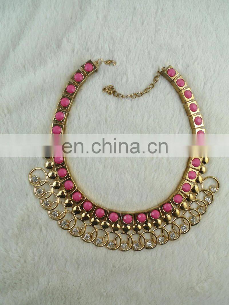 jewelry handmade high quality decoration for collars sparkle rhinestone crystal gold necklace for collar