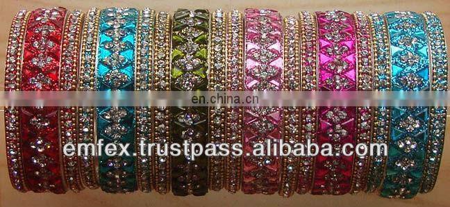 Crystal rhinestone jewelry handmade brass bangle manufacturer, rhinestone jewellery bangle exporter