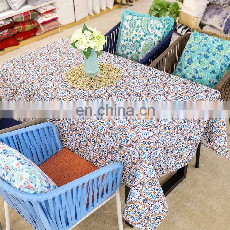 Bohemia Grid Oblong Printed Tablecloth Dining Table cloth for Essential Home