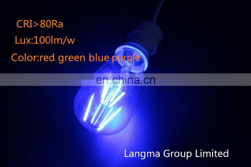 st58 dimmable st58 clear amber glass 2200k e22 e27 b22 3.5W RGB carbon led filament bulb