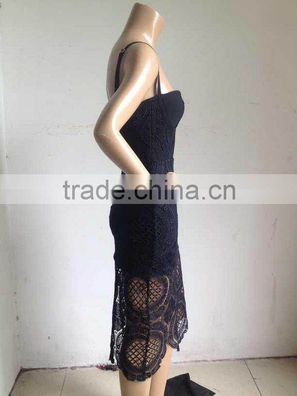 Summer dress hot selling 2015 new women elegant and sey white lace evening party bandage dress Bandage Bodycon Women Wearing