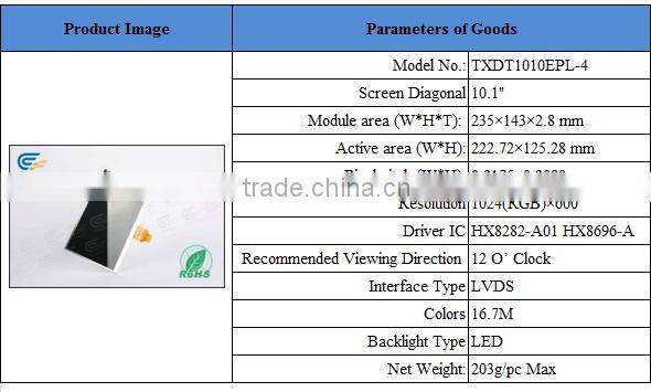 10.1" LVDS interface lcd touch screen, touch monitor