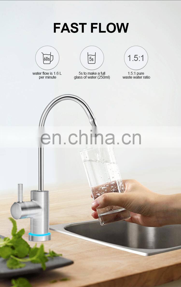 Quality Home Purification Under Sink reverse osmosis System water purifier Alkaline Water Filters black 600G life reminder