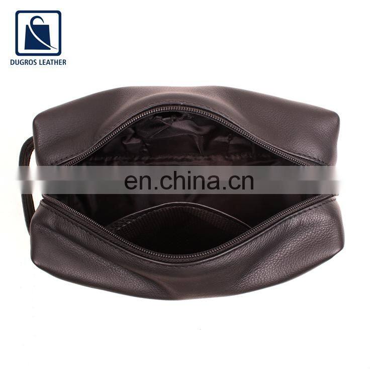 Matching Stitching Anthracite Fitting Zipper Closure Type Unisex Genuine Leather Toiletry Bag