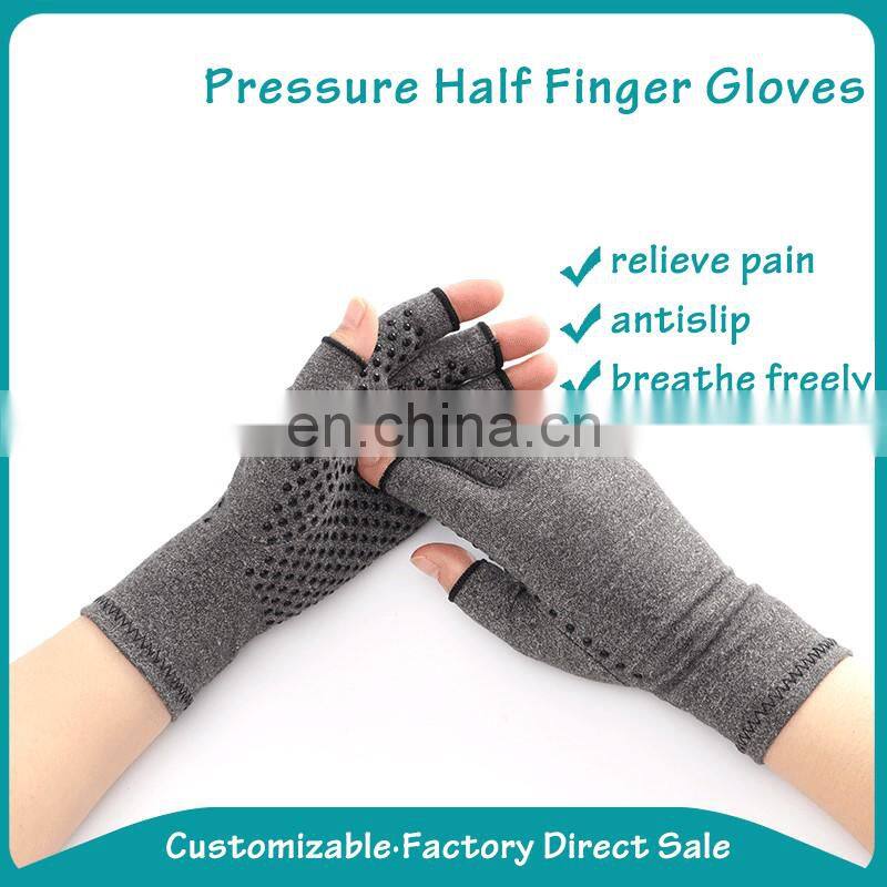 Cheap Half Finger Pain Relieve Compression Other Sports Gym Anti Slip Silicone Dots Arthritis Gloves