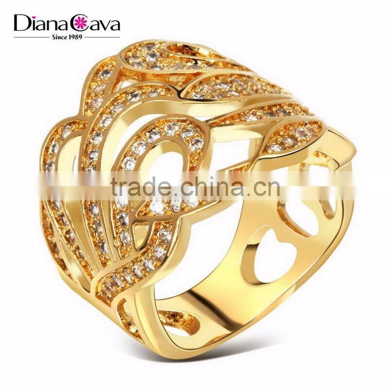 Latest Design Party Dress Cubic Zirconia Chunky Big Size Women Gold Wedding Ring