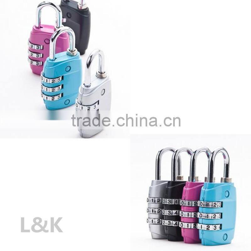 colorful 3-digit resettable travel lock/wholesale promotional lock