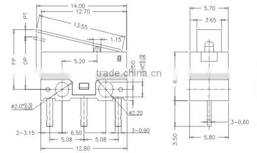China Supplier Small Micro Switches 0.1A 48VDC