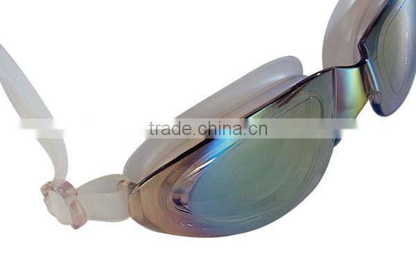 mirror coated adult swimming goggles,wide vision goggles