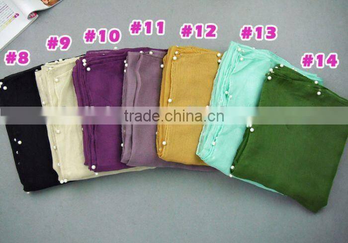 Wholesale Women Fashion Solid Color Cotton Pearl Scarf With Jewelry
