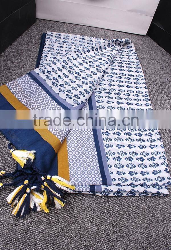 Wholesale 2016 Summer Retro Floral Design Beads Tassel Shawl Scarf