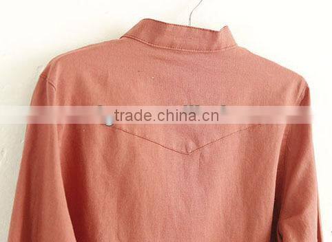 ladies cotton upright collar shirt solid color blouse