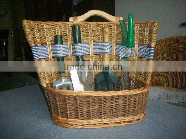 2013 new style green wicker garden tools basket for sale