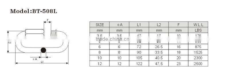 8mm wide jaw quick link, ss316/ wire rope accesory