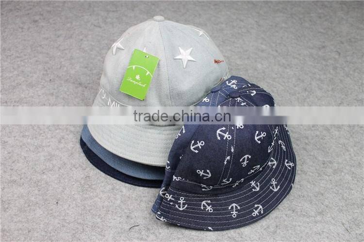 BUKH002D Fashion blue fisherman caps New wide brim bucket hat Camping hiking hat