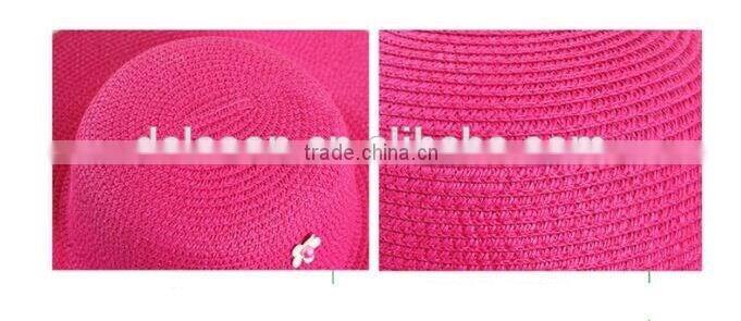QXSH0019 Floppy panama hat New summer straw hat with flower Beach hat