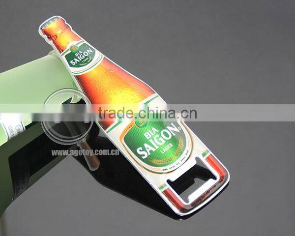 Vietnam Saigon Souvenirs Promotion Beer Bottle Shaped Printing Stainless Steel Metal Beer Opener Custom