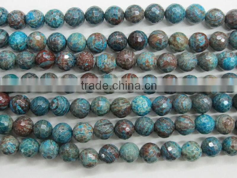 Loose gemstone blue jasper faceted round bead
