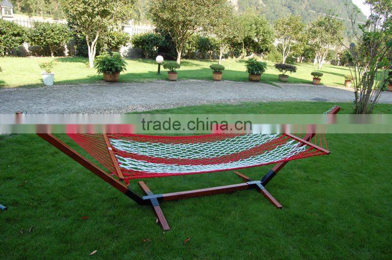 Outdoor leisure garden hammock with wooden stand