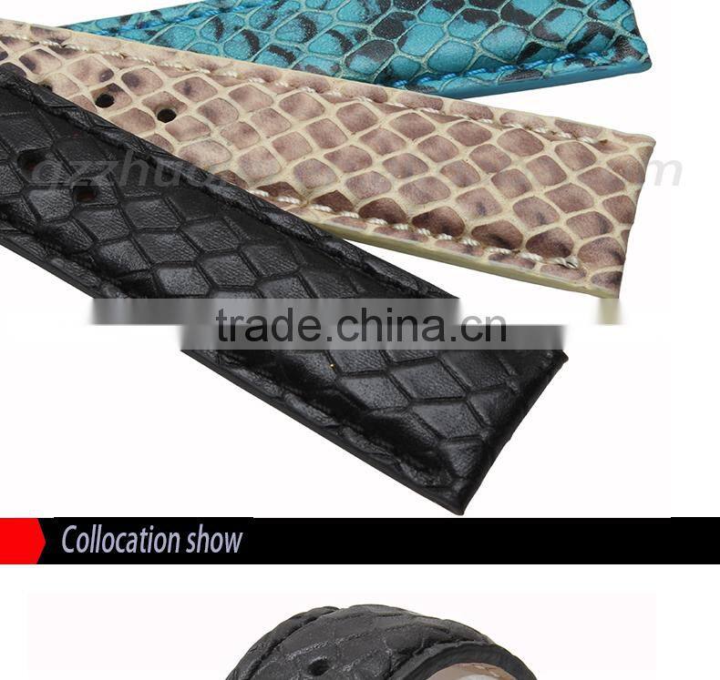 Luxury real snake 20mm leather watch band leather watch strap