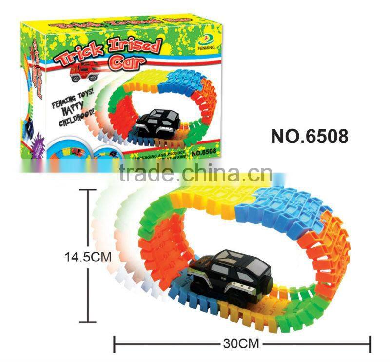 Plastic toy B/O railcar with music and light/ railway toy set 6508