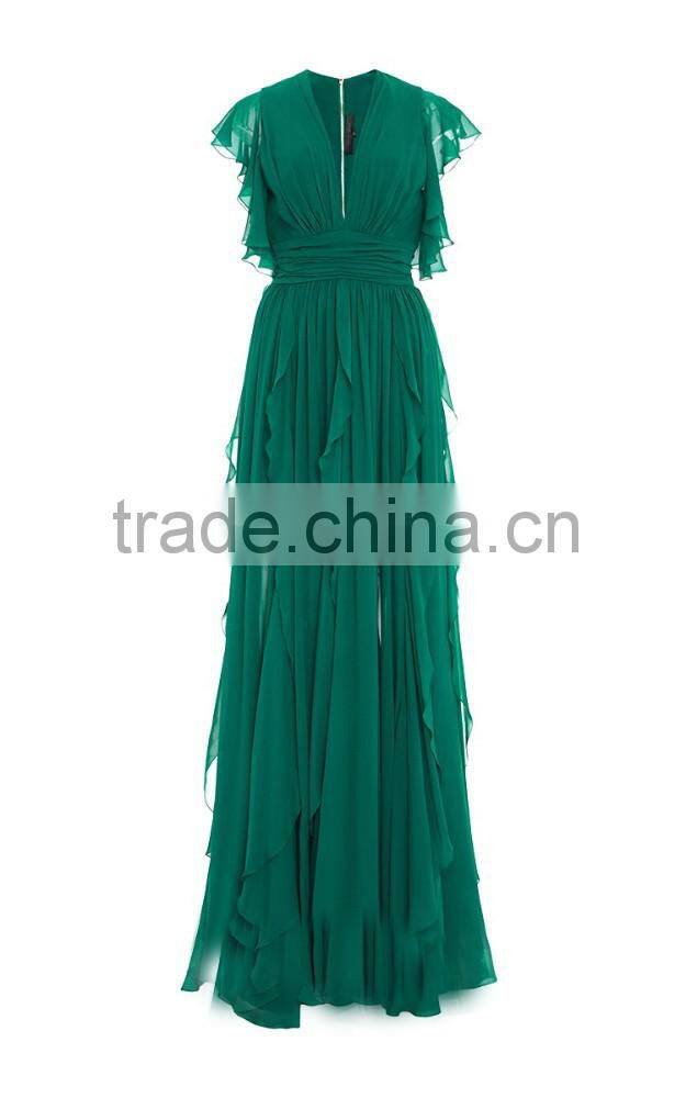 China Factory Wholesale Elegant Style Female green prom dress