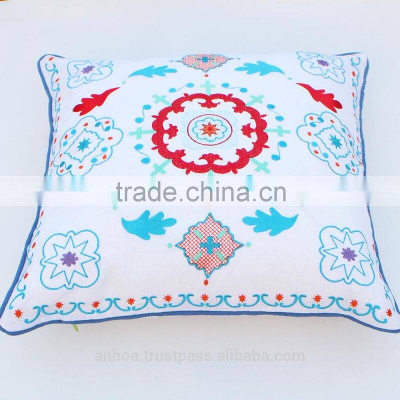 Suzani embroidered pillowcase, cushion cover