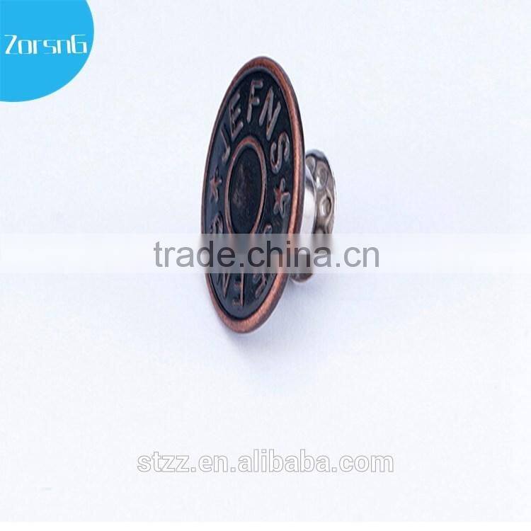 round square silver screw shank jeans button with low price