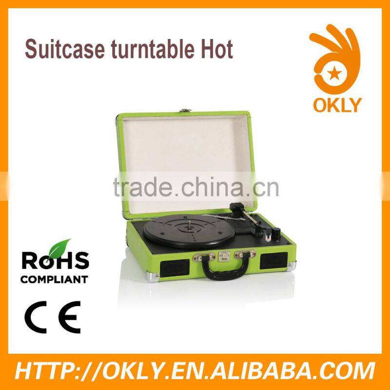 3.5mm headphone jack vintage vinyl turntable record player with Aux in